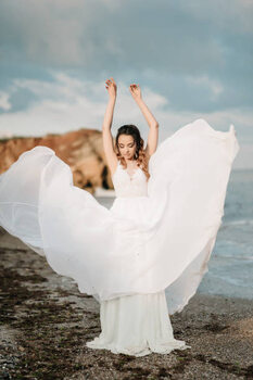 Art Photography bride on the shore of the black sea