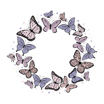 Illustration Butterfly wreath