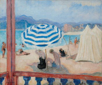 Fine Art Print Cannes, Blue Parasol and Tents; Cannes, Parasol Bleu et Tentes,
