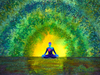 Ilustração chakra color human lotus pose yoga