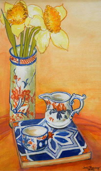 Fine Art Print Chinese Vase with Daffodils, Pot and Jug,2014