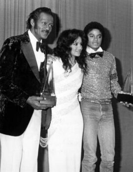 Arte Fotográfica Chuck Berry, Latoya Jackson and Michael Jackson at American Music Awards January 1981