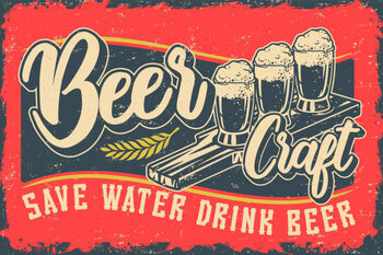 Art Poster Color vector illustration with beer and lettering