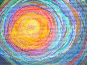 Illustration colorful spiral sun power background watercolor