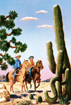 Taidejuliste Cowboys in the desert