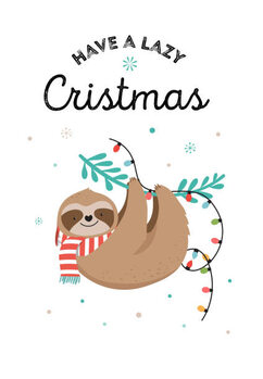Kuva Cute sloths, funny Christmas illustrations with