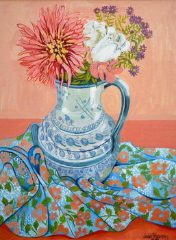 Fine Art Print Dahlias, Roses and Michaelmas Daisies,2000,
