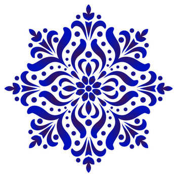 Illustration decorative flower blue and white