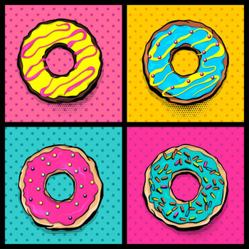 Impressão de arte Doughnut donut cartoon pop art