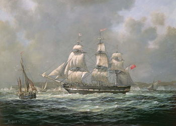 Reprodução do quadro East Indiaman H.C.S. Thomas Coutts off the Needles, Isle of Wight