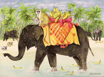 Fine Art Print Elephants with Bananas, 1998
