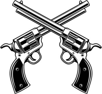 Impressão de arte Emblem template with crossed revolvers. Design