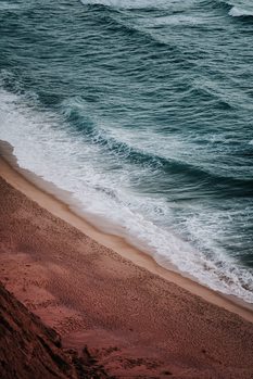 Art Photography Empty red beach at sunset