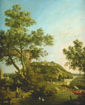 Taidejuliste English Landscape Capriccio with a Palace, 1754