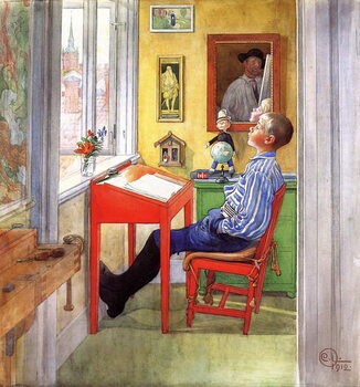 Reprodução do quadro Esbjorn Doing his Homework, 1912