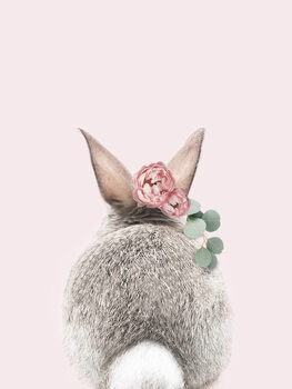 Illustration Flower crown bunny tail pink