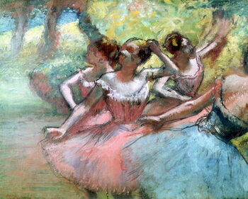 Reprodução do quadro Four ballerinas on the stage