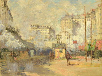 Reprodução do quadro Gare Saint Lazare, 1877