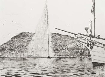 Reprodução do quadro Geneva fountain and bow of pleasure cruiser, 2011,