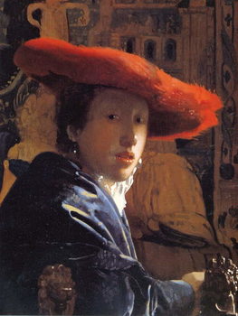 Reprodução do quadro Girl with a Red Hat, c.1665