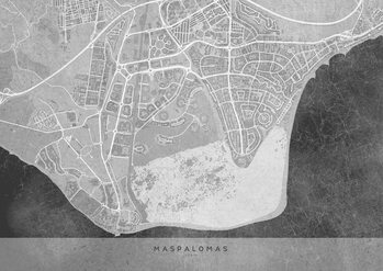 Map Gray vintage map of Maspalomas