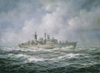 Reprodução do quadro H.M.S. Exeter at Sea, 1990