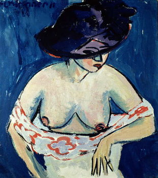 Fine Art Print Half-Naked Woman with a Hat, 1911