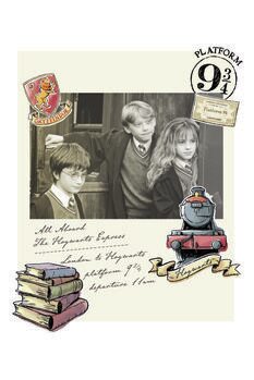 Impressão de arte Harry Potter - Hermione, Harry e Rony