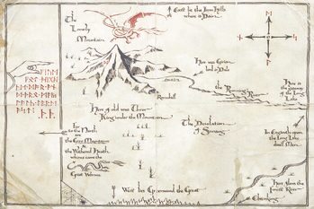 Impressão de arte Hobbit - Map of The Unexpected Journey
