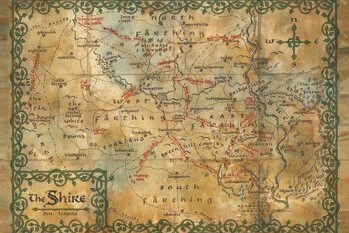 Taidejuliste Hobbit - The Shire map