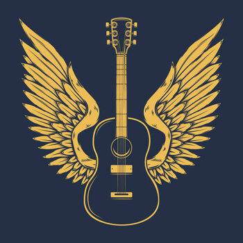 Art Poster Illustration of winged rock guitar. Design