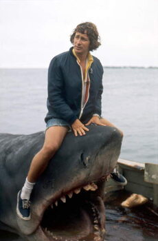 Taidejäljennös JAWS, 1975 réalisé par STEVEN SPIELBERG Sur le plateau, le réalisateur, Steven Spielberg