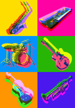 Impressão de arte Jazz Musical Instrument icons