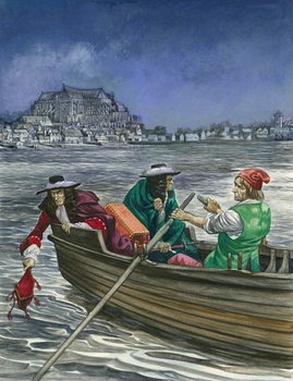 Reprodução do quadro King James throws the Great Seal into the Thames