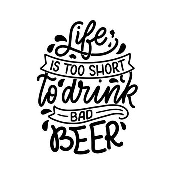 Illustration Lettering poster with quote about beer