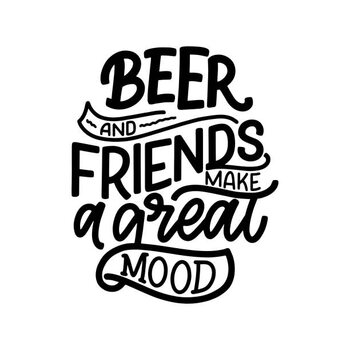 Illustration Lettering poster with quote about beer