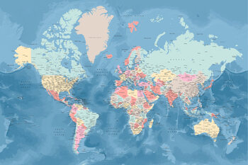 Map Light blue and pastels detailed world map