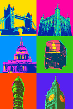 Impressão de arte London Buildings and Icons