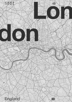 Taidejäljennös London Minimal Map