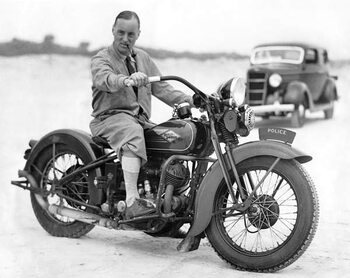 Fine Art Print Malcolm Campbell On A Harley