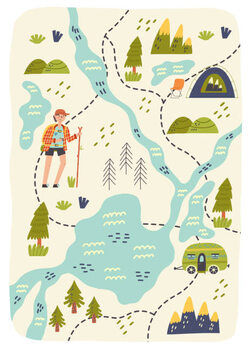Illustration Map creator forest hiking camping