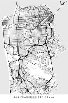 Map Map of San Francisco Peninsula in scandinavian style