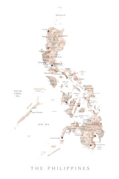 Kartta Map of the Philippines in neutral watercolor