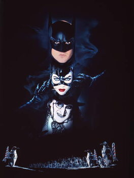 Reprodução do quadro Michael Keaton, Michelle Pfeiffer And Danny Devito., Batman Returns 1992