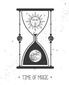 Ilustração Modern magic witchcraft card with astrology