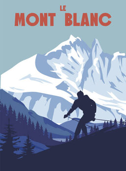 Ilustração Mont Blanc Ski resort poster, retro