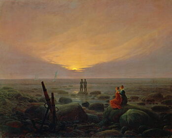 Reprodução do quadro Moon Rising Over the Sea, 1821