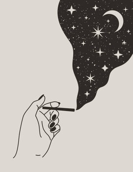 Ilustração Mystical Female Hand holding cigarette with