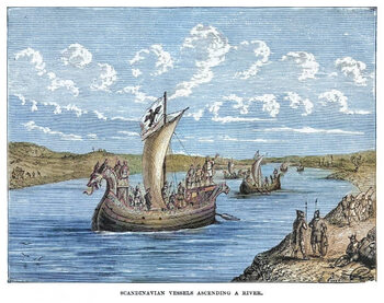 Taidejuliste Old engraved illustration of Scandinavian sailing