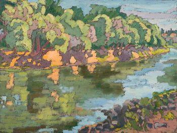 Taidejuliste On the Sunny Side of River Koros,  oil on board